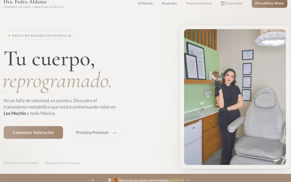 Portada del sitio de la Dra. Fedra Aldama